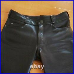 Harley-Davidson Authentic Black Cow leather Pants Size 30 Used from Japan