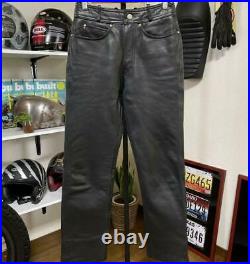 Harley-Davidson Authentic Leather Pants Black Size 28 Used from Japan
