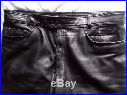Harley Davidson Black Leather Biker Pants/Jeans Mens Size 42 Double Snap