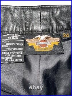 Harley Davidson Black Leather Pants Size 34 Mens Biker Wear