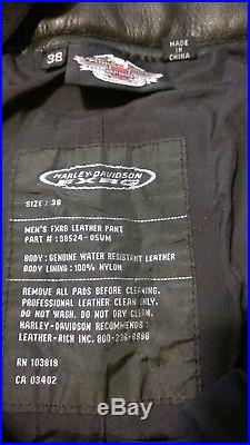 Harley Davidson FXRG Leather Pants With Suspenders Armor Mens 38 98524-05VM EUC