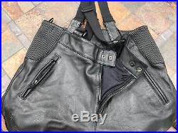 Harley Davidson Men's FXRG Leather Motorcycle Pant Size 34 With Suspenders