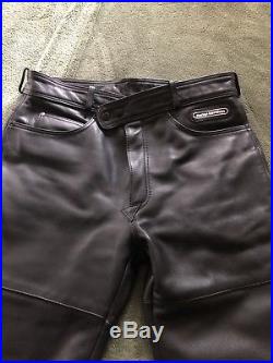Harley Davidson Mens Black Leather Riding Pants Size 36 Waist 32 1/2 Inseam