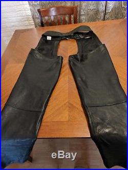 Harley Davidson Mens Size Large Black Leather Chaps