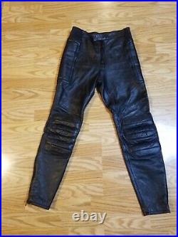 Hein Gericke Black Vintage Leather Men’s Motorcycle Biker Pants Padded ...