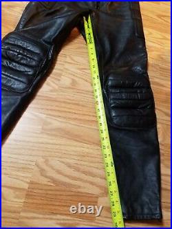 Hein Gericke Black Vintage Leather Men's Motorcycle Biker Pants Padded Size 30