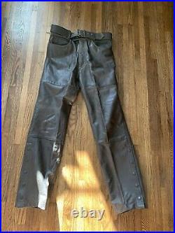 Hein Gericke Harley Davidson Leather Riding Pants Vintage Chaps Mens 36