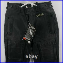 Hein Gericke Men's Motorcycle Pants Black Leather Buttoned Front Pockets Size 30