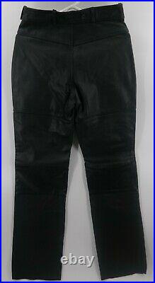 Hein Gericke Men's Motorcycle Pants Black Leather Buttoned Front Pockets Size 30