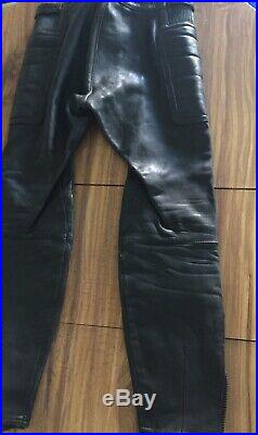 Hein Gericke Mens Leather Motorcycle Pants Black Size 32 Padded