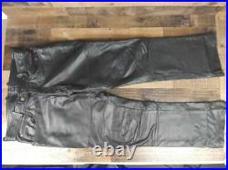 Hein Gericke Mens Motorcycle Pants Black Pockets Flat Front Button Leather 38