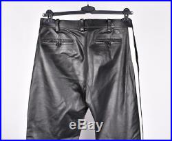 Helmut Lang Black Leather (with white leather stripes) Men Pants Trousers Sz. 33