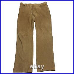 Helmut Lang Men's Button Fly Leather Pants Brown Size 54 100% Leather h2171