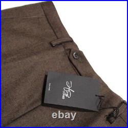 Hettabretz NWT Dress Pants Sz 50 34 US Solid Brown Wool With Leather Trim
