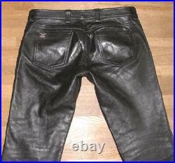 Hip Unlined MR. B Leather Jeans/Leather Pants IN Black Approx. W33 / L34