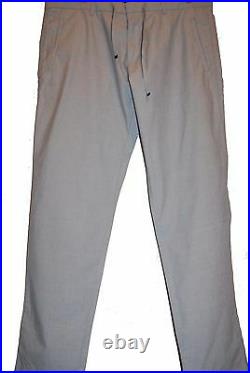 Hugo Boss Men's Light Gray Casual Cotton Stylish Leather Trim Pants Sz 38 R NEW
