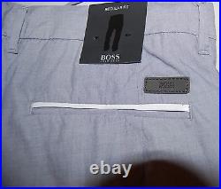 Hugo Boss Men's Light Gray Casual Cotton Stylish Leather Trim Pants Sz 38 R NEW
