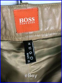 Hugo Boss Mens 33-34 Waist 33 Inseam Size Light Brown Leather Pants
