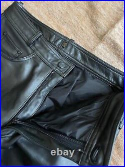 IXS Leather Mototcycle Moto Men's Biker Black Leather Pants Size 32