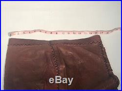 Iconic Mens Vintage North Beach Leather Brown Rockstar Pants Size 32/33