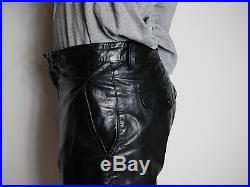 Issey Miyake Men £1360 Leather Pants Large Men's Trousers Japan Black 32 34