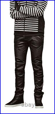 J Brand Men's Black Leather Slim Fit Stretch Pants Moto Biker Lambskin 32 x 32