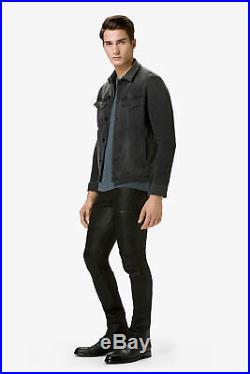 J Brand Men's Leather Pants Stretch Acrux Moto Slim Fit Black Skinny 32 $1600+