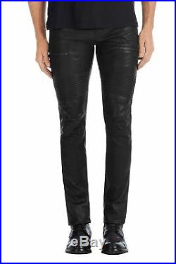 J Brand Men's Leather Pants Stretch Acrux Moto Slim Fit Black Skinny 33 $1600+