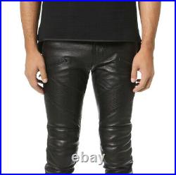 J Brand Men's Stretch Leather Moto Biker Pants Black Lambskin Slim Fit 32 x 34