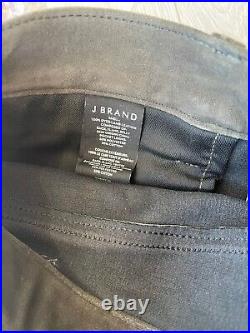 J Brand Mens Lambskin Leather Pants Size 34 Slim Dark Green Bike Heavy Side