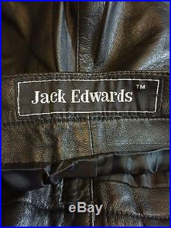 JACK EDWARDS MENS SOFT GENUINE LAMB LEATHER BLACK PANTS SIZE 33 NWOT