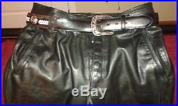 Jean Paul Gaultier Black Leather Lambskin Pants 32 with Nocona Men's Leather Belt