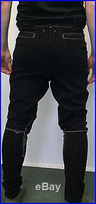 Jean Paul Gaultier Men Slim Tapered Biker Suede Leather App Pants Trousers Sz. 50