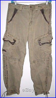 Jet lag jetlag men's awesome leather embellish cargo pants size 34