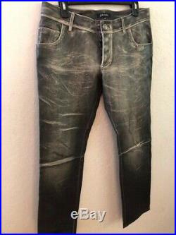 Jitrois mens jeans trousers pants stretch leather Grey Distressed sz EU40