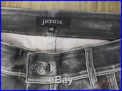 Jitrois vintage look leather jeans/trousers for men, signed by the designer
