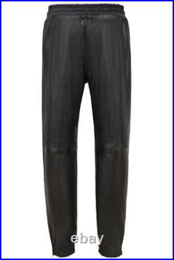 Jogger Fashionable Men Leather Pant Real Lambskin Trouses Stylish Black Casual