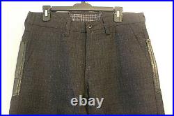 Junya Watanabe Comme des Garcons Man Plaid Wool Pants Leather Pockets Size M