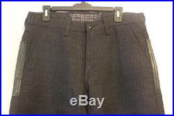 Junya Watanabe Comme des Garcons Man Plaid Wool Pants Leather Pockets Size M