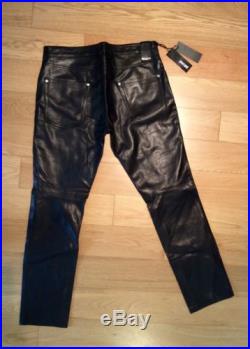 Just Cavalli 100% Leather Black Men's Casual Pants US Sz 32 SLIM