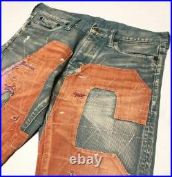 KAPITAL KOUNTRY BORO Numbering Pant Jeans Denim W30 Leather Patch Men's USED
