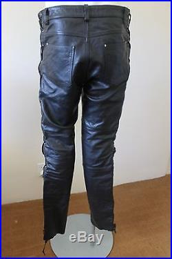 Kookie Mens Leather Vintage Side Laced Pants Size 36
