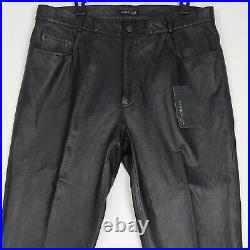 Kenneth Cole New York Mens Leather Pants Size 38X34 Black Zip Lined Motorcycle