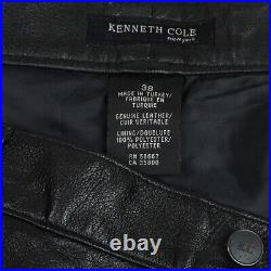 Kenneth Cole New York Mens Leather Pants Size 38X34 Black Zip Lined Motorcycle