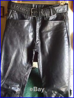 Like New! Men's Heavy-black Leather Biker-riding Pants-nk-88