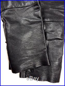 LOUIS Leather Laced Biker Pants Motorcycle Trousers Mens 34 x 32 Black Vintage