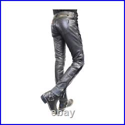 Laced Leather Pants Women's Real Lambskin Leather Trouser Black With34 Us Biker