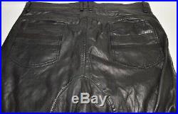 Lamarque Collection Men's Sz 38 Black Soft Leather Drop Crotch Shift Pants Biker