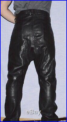 Lamarque Collection Men's Sz 38 Black Soft Leather Drop Crotch Shift Pants Biker