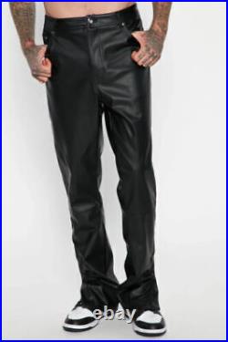 Leather Handmade Stylish Casual Formal BLACK Men's Leather Pant Genuine Lambskin